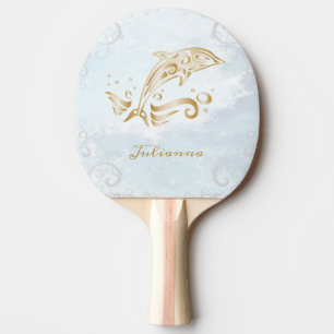 Gold Dolphin Personalisiert Ping Pong Paddle Tischtennis Schläger