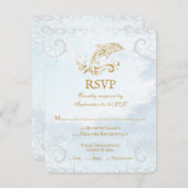 Gold Dolphin Wedding RSVP Card (Vorne/Hinten)