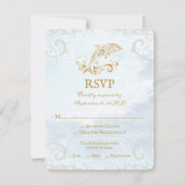 Gold Dolphin Wedding RSVP Card (Vorderseite)