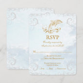 Gold Dolphin Wedding RSVP Card Karte (Vorne/Hinten)