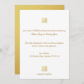 Gold Doppeltes Glück Lanterns Hochzeit Jahrestag Einladung (Vorne/Hinten)