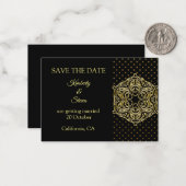 Gold Dot Pattern und Mandala Save the Date Mitteilungskarte (Vorderseite/Rückseite Beispiel)