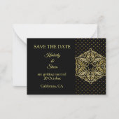Gold Dot Pattern und Mandala Save the Date Mitteilungskarte (Vorderseite)