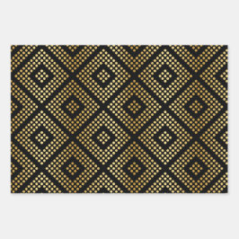 Gold Dot Patterns auf dramatischen Schwarz Geschenkpapier Set