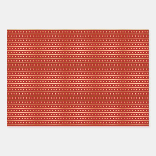 Gold Dot Patterns auf Holiday Red Geschenkpapier Set (Vorderseite 2)