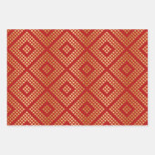 Gold Dot Patterns auf Holiday Red Geschenkpapier Set (Vorderseite)