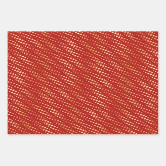 Gold Dot Patterns auf Holiday Red Geschenkpapier Set (Vorderseite 3)
