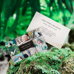 Gold Dots Black Foto Collage Fotograf Visitenkarte<br><div class="desc">Eine flache Visitenkarte für einen beruflichen Fotografen, mit der Sie Ihre Arbeit in einer Collage aus Foto mit Platz für sechs Ihrer Fotos präsentieren können. Fügen Sie Ihren Namen und Ihre Spezialität oder Titel oder Service auf dem Cover hinzu. Fügen Sie Ihre Kontaktdaten auf der Rückseite, die mit Imitaten goldenen...</div>