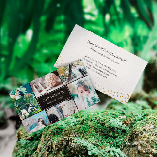 Gold Dots Black Foto Collage Fotograf Visitenkarte