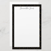 Gold Dots Black Pattern Metallic | PERSONALISIERT Briefpapier (Vorne/Hinten)