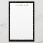 Gold Dots Black Pattern Metallic | PERSONALISIERT Briefpapier (Vorderseite)