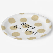 Gold Dots Black & White Moderner Silvester Pappteller (Schrägansicht)