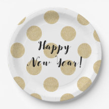 Gold Dots Black & White Moderner Silvester