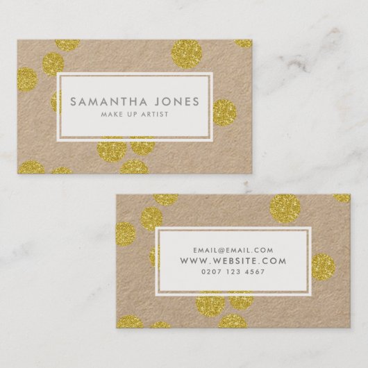 Gold Dots Classic Modern Make Up Artist Visitenkarte (Vorne/Hinten)