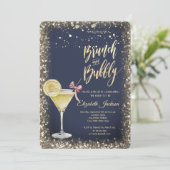 Gold Dots Cocktail Glass Lemon Brautparty Einladung (Stehend Vorderseite)