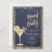 Gold Dots Cocktail Glass Lemon Brautparty Einladung (Vorderseite)