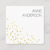 Gold Dots Confetti Einfach Minimal Weiß Quadratische Visitenkarte (Vorderseite)