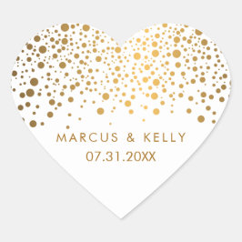 Gold Dots Confetti | Hochzeit Herz-Aufkleber