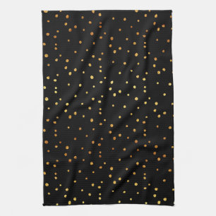 Gold Dots Confetti Imitate Fossil-Dot Schwarz Küchentuch