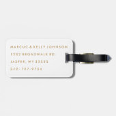 Gold Dots Confetti - Weiß & Gold Gepäckanhänger (Rückseite horizontal)