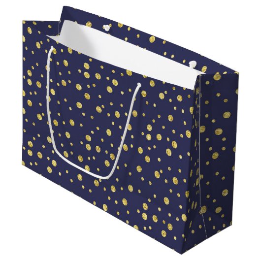 Gold Dots Elegantes Party Geschenktasche Große Geschenktüte (Vorderseite Schrägansicht)