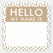 Gold Dots Hallo mein Name ist Stickers (Vorderseite)