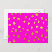 Gold Dots Imitate Foil Hot Pink Magenta Muster Postkarte (Vorne/Hinten)