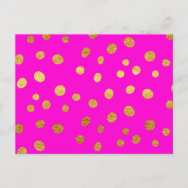 Gold Dots Imitate Foil Hot Pink Magenta Muster Postkarte