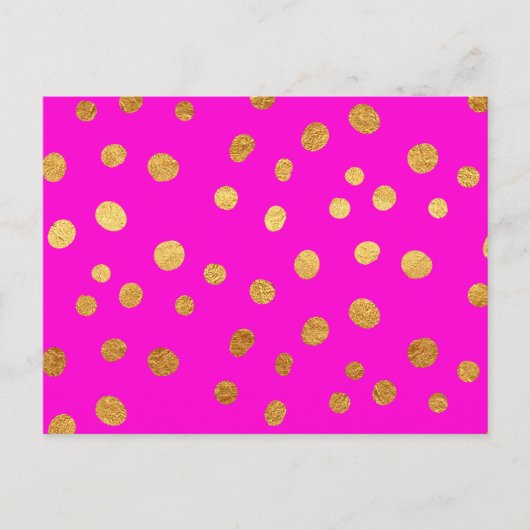 Gold Dots Imitate Foil Hot Pink Magenta Muster Postkarte (Vorderseite)