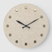 Gold Dots Linen Wall Clock Große Wanduhr (Vorderseite)