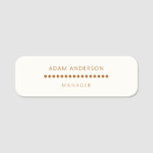 Gold Dots Minimalistisch Einfache Berufliche Creme Namensschild (Vorderseite)