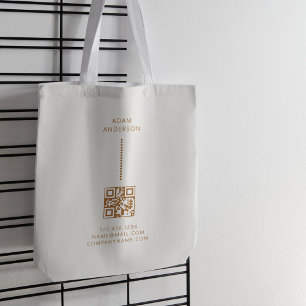 Gold Dots Minimalistisch einfacher Qr Code Cream Tasche
