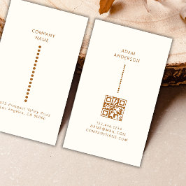 Gold Dots Minimalistisch einfacher Qr Code Cream Visitenkarte