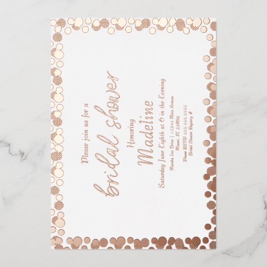 Gold Dots Muster Hochzeitsfolie gepresst Einladung (Vorderseite)