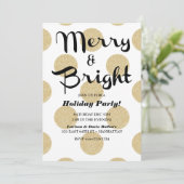 Gold Dots Schwarz & Weiß Moderne Einfache Eleganz Einladung (Stehend Vorderseite)