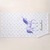 Gold Dots Unicorn Strandtuch (Vorderseite)