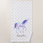 Gold Dots Unicorn Strandtuch (Vorderseite)