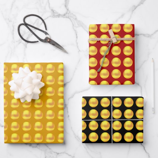 Gold Dots Wrapping Paper Flat Sheet Set 3 Geschenkpapier Set (Vorderseite)