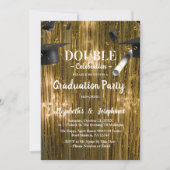 Gold Double Abschluss Zwei Foto Graduate Einladung (Vorderseite)