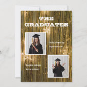 Gold Double Abschluss Zwei Foto Graduate Einladung (Rückseite)