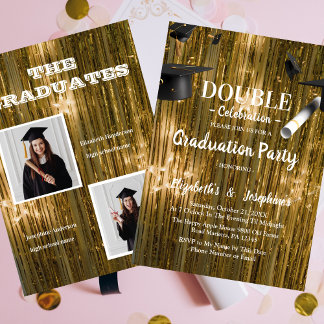 Gold Double Abschluss Zwei Foto Graduate Einladung