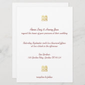 Gold Double Happiness Lanterns Chinese Invites Einladung (Vorne/Hinten)