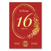 Gold Double Happiness Wedding Tischnummer (Vorderseite)