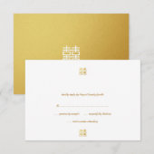 Gold Double Happy Lanterns RSVP Cards Karte (Vorne/Hinten)