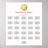Gold Double Happy Seating Chart Poster (Vorne)
