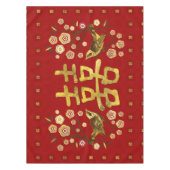 Gold Double Happy Symbol mit Blume und Vogel Tischdecke (Vorderseite)