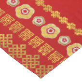 Gold Double Happy Symbol mit Blume und Vogel Tischdecke (Schrägansicht)