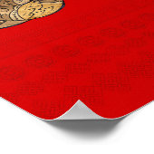 Gold Double Happy Symbol mit Mandarin Ducks Poster (Ecke)