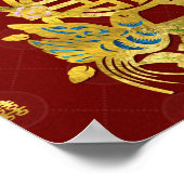 Gold Double Happy Symbol mit Vögeln Poster (Ecke)