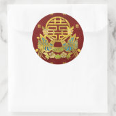 Gold Double Happy Symbol mit Vögeln Runder Aufkleber (Tasche)